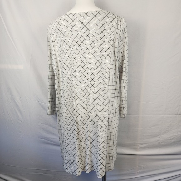 J Jill NWT Windowpane Ponte Black Cream Tunic‎ Dress Women's Size XL Tall - Picture 2 of 8